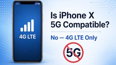 iPhone X showing 4G LTE network with 5G upgrade comparison
