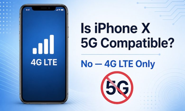 iPhone X showing 4G LTE network with 5G upgrade comparison